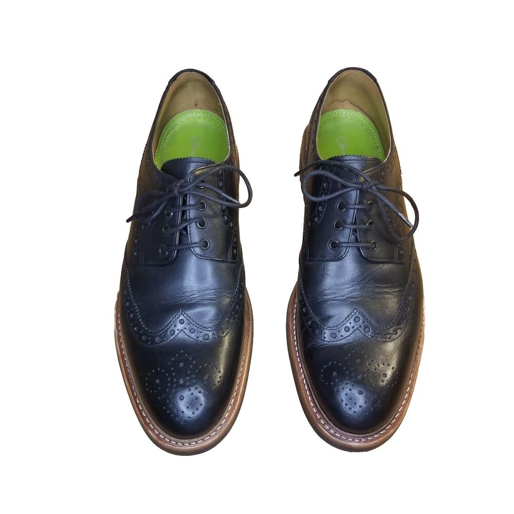 Oliver Sweeney Meadows Men UK Size 11 Black Leather Wingtip Dress Shoe Excellent